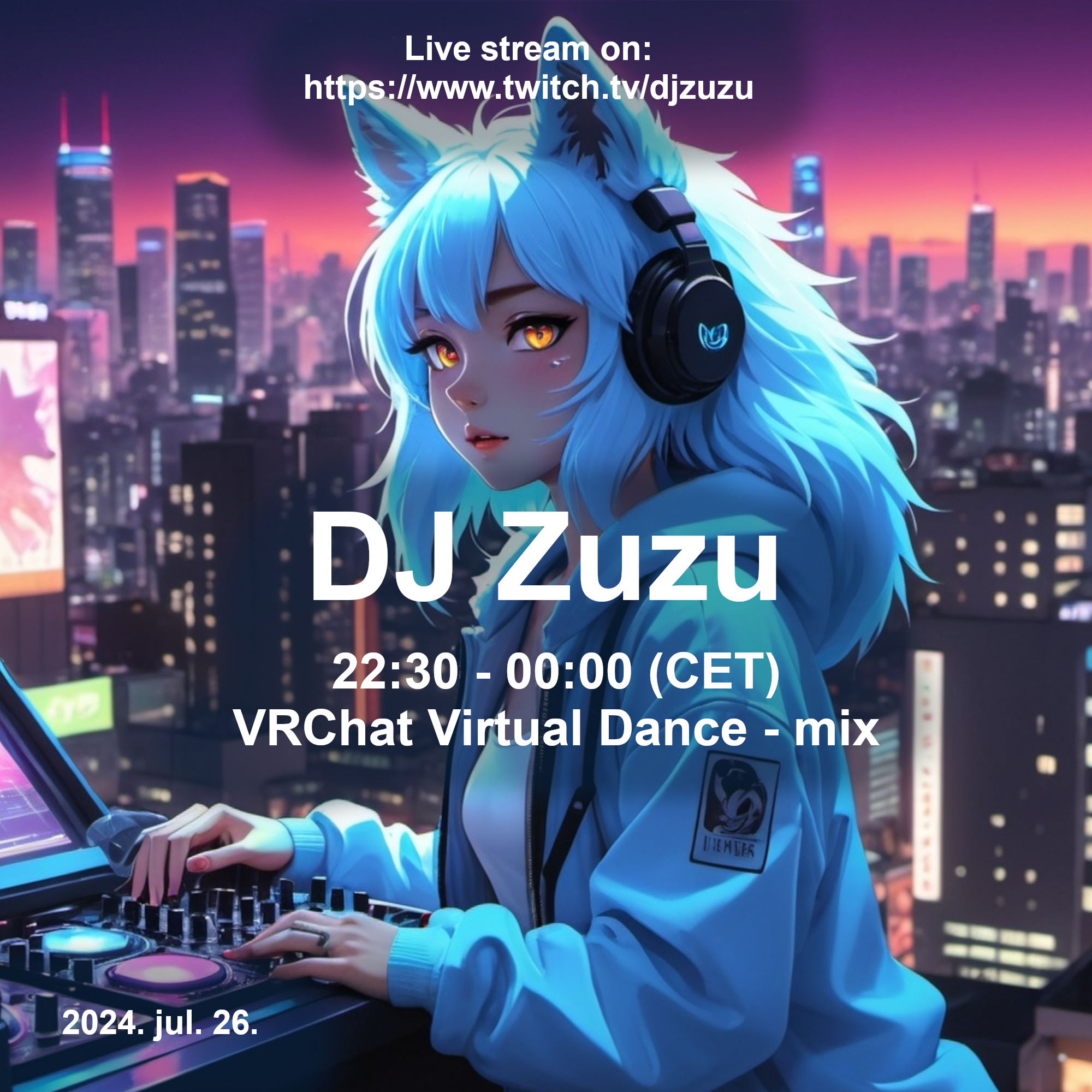 Dj Zuzu VRChat Virtual Dance Mix event flyer 20240726