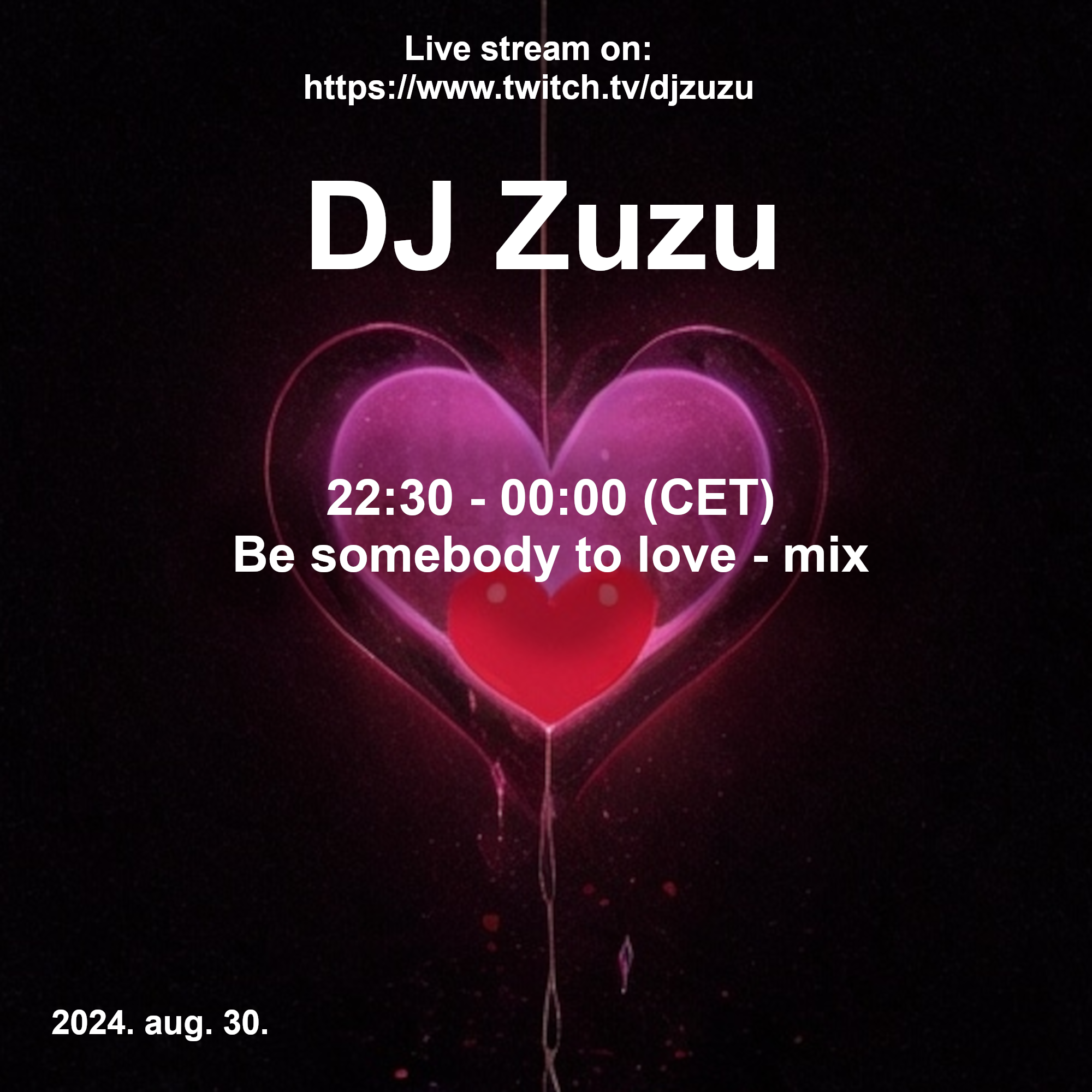 Dj Zuzu - Be somebody to love - mix event flyer 20240830