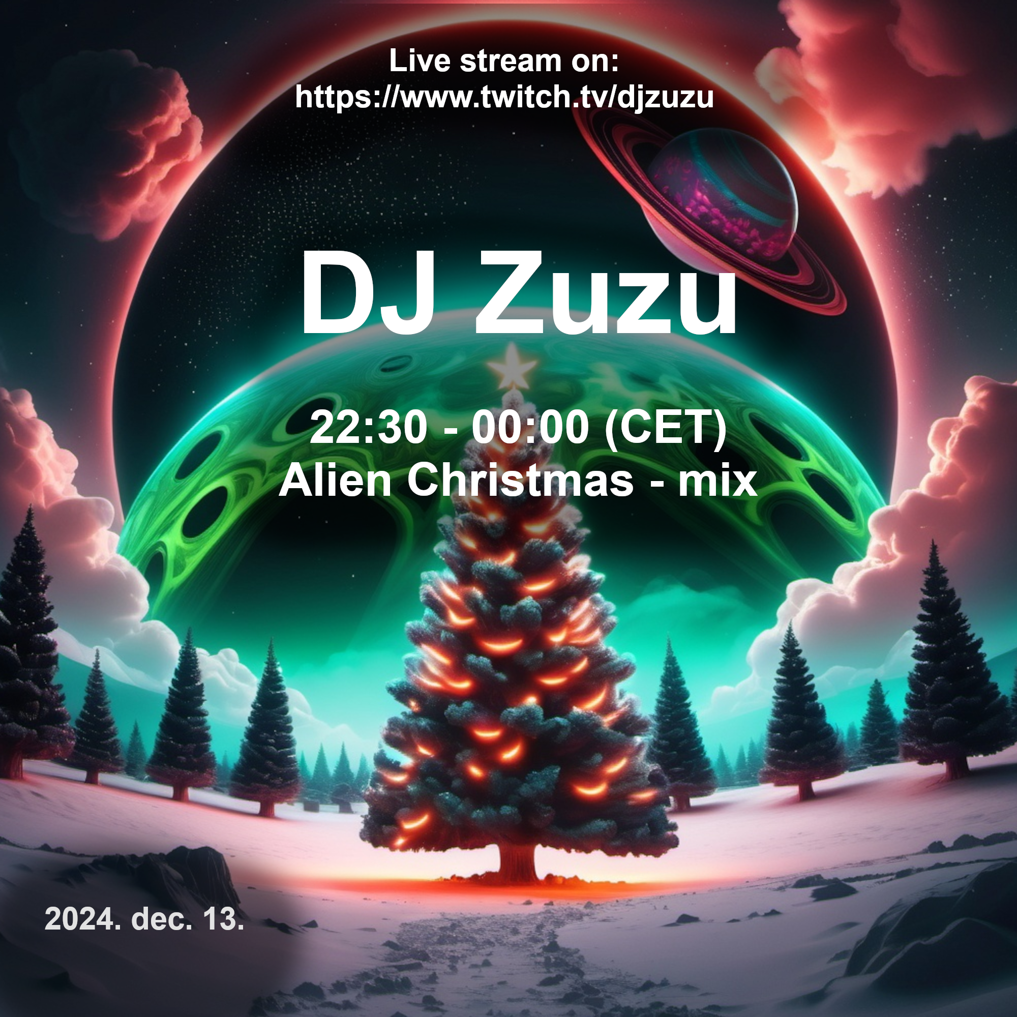 Dj Zuzu Alien Christmas event flyer 20241213